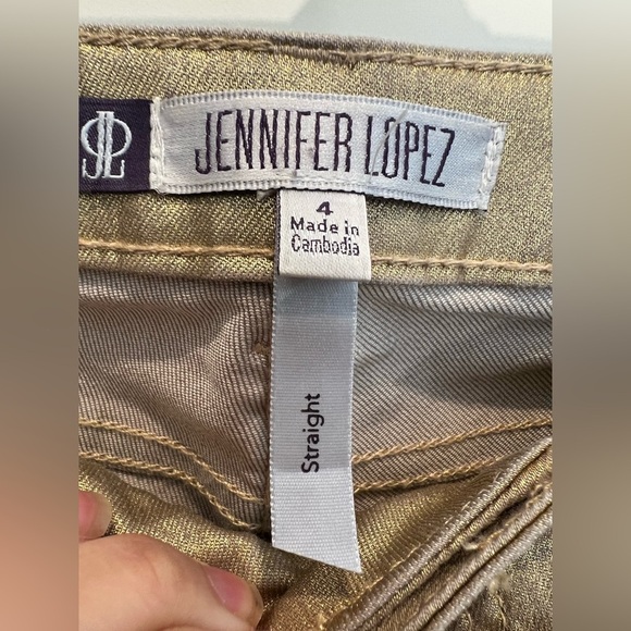 Jennifer Lopez Gold Straight Leg Jeans Size 4 - Picture 4 of 9